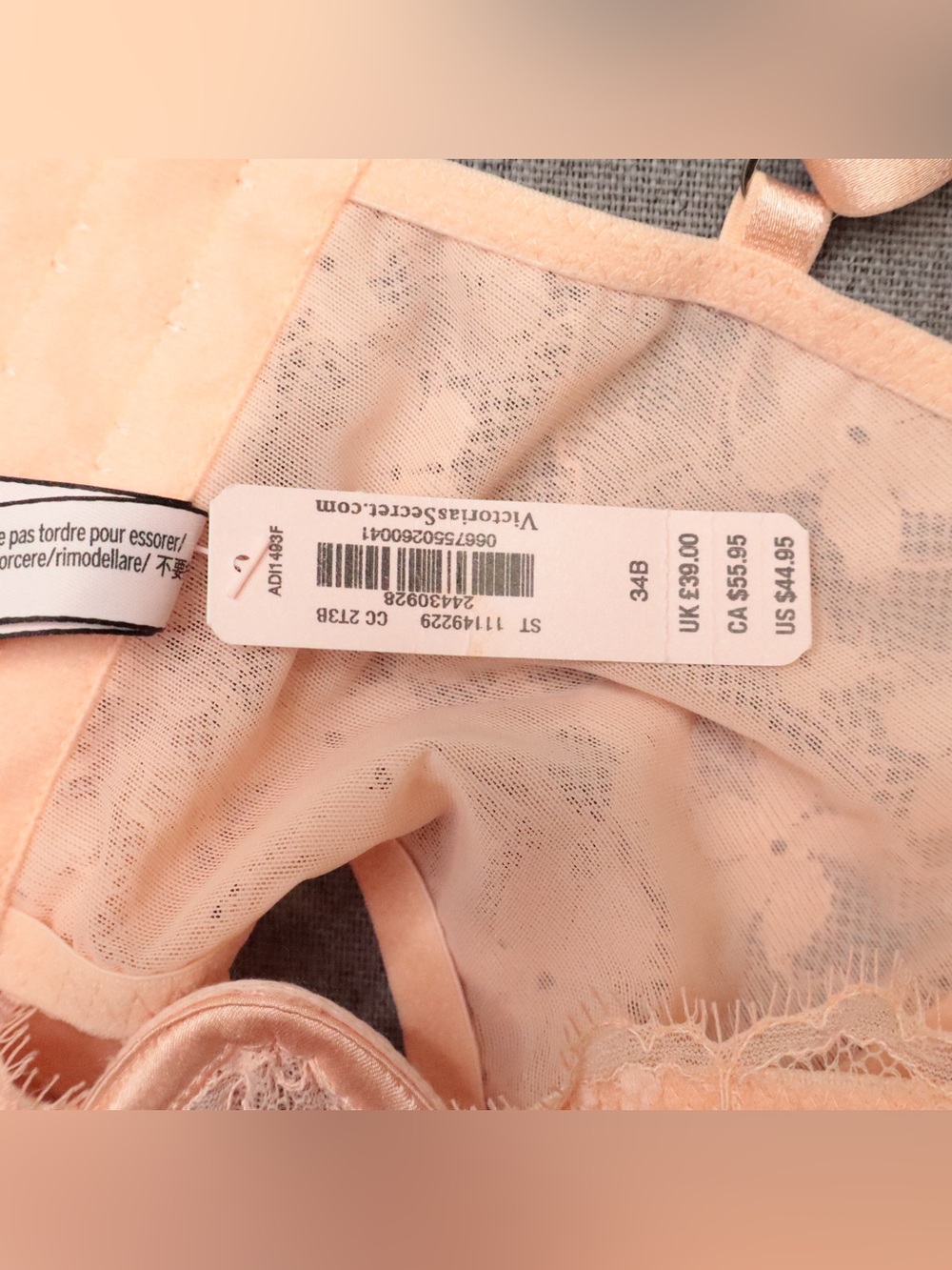Victoria's Secret Dream Angels Long-Line Unlined Lace Bra Floral Peach 34B - Picture 5 of 8